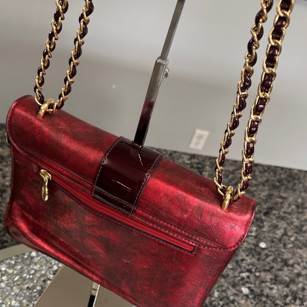 Brangio Italy metallic Red Studded Shoulder Bag - Picture 8 of 15